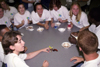 Freshmen get acquainted at the annual ice cream social during New Student Orientation. - Photo by Janelle Sou