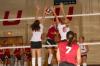 Elena Villagomez and Amanda Hutchison team up for the block. - Photo by Steven Aldridge