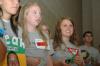 Junior Lydia Marshall watches the video presenting Life Groups to the new students. - Photo by Neisha Fuson