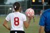 Sophomore Roxanna Skelton prepares to throw the ball in from the sidelines. - Photo by Matt Elia