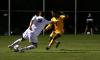 Junior Josh Hanna battles against a defender from Trevecca Nazarene University. The Bulldogs won 2-1. - Photo by Stephanie Schroeder