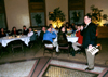 Alumni director Gary Williams welcomes the Class of '78 and '93 to a special reunion event held at the Carnegie Library during Homecoming 2003. - Photo by Jim Veneman