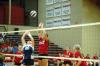 Freshman Jill Dake goes up for a block against Mid-Continent University  - Photo by Neisha Fuson