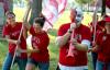 Jonathan Lambach leads the march to the soccer game. - Photo by Matthew Diggs