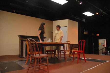 Catherine Schultz and Matt Stimmel practice for <em>The Dining Room</em>. 