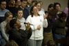 Crystal Taylor and the Gospel Choir lead students in worship at the service for the September 11 memorial environmental installation. - Photo by Justin Veneman