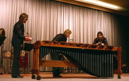 The Caixa Trio is a group of three women, Julie Davila, Julie Hill, and Amy Smith, whose instruments are purely percussion. They performed in the Savage Chapel on Oct. 1, 2007.