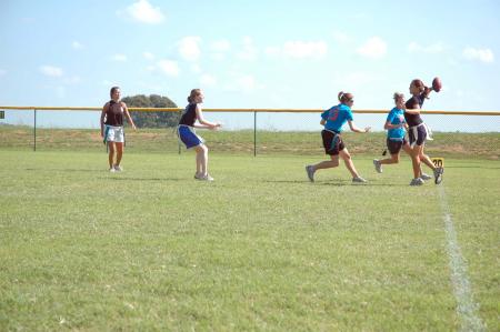 Two independent flag football teams battled it out on a warm and sunny Saturday during Family Weekend. 