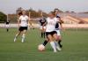 Abigail Williams (17) tries to protect the ball from a Lambuth defender.  Union takes the match 5-1.
 - Photo by Tommy Sadler