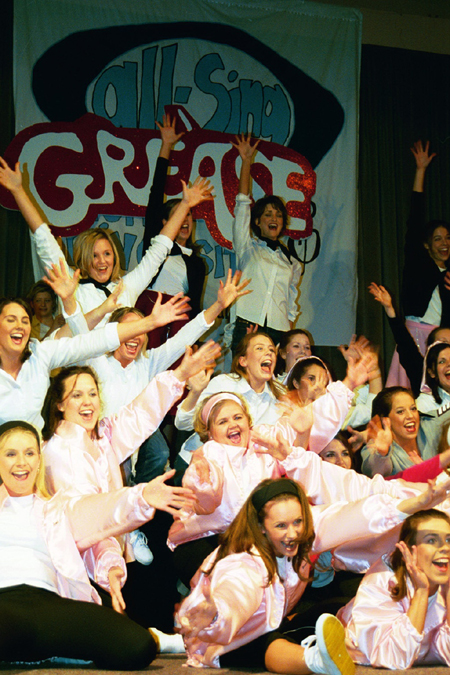 Chi Omega hits their last note during their performance of a number from <i>Grease</i> at All-Sing during Homecoming 2003.