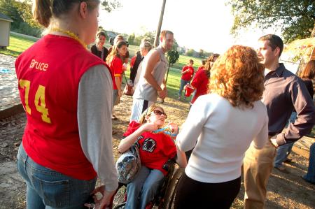 Students socialize at the Make-A-Wish Foundation party held for a little boy named Armando. 