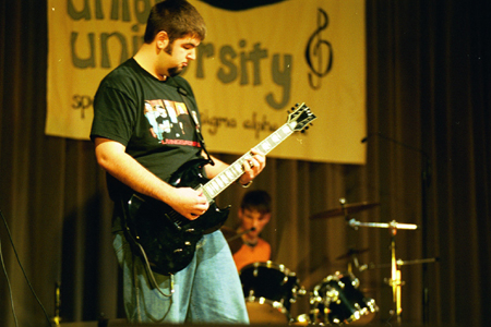 Jordan Sanders and Jesse Florida jam at All-Sing during Homecoming 2003.