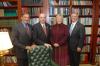 President Dockery and First Lady Lanese Dockery pose for a photo with Leon Panetta and Andrew Card prior to the Scholarship Banquet. - Photo by Morris Abernathy