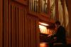 Olivier Latry, titular organist of the Cathedral of Notre-Dame in Paris, performs in the chapel for the McAfee Organ Concert. - Photo by Stephanie Schroeder