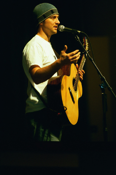 The morning before the coffeehouse concert Bebo played during the Homecoming chapel.