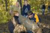 Abby Carpenter, Racheal Pressnell, Katelyn O'Roark and Cameron Armstrong help clear the grounds at Fort Pillow State Historic Park on Day of Remembrance. - Photo by Matthew Diggs