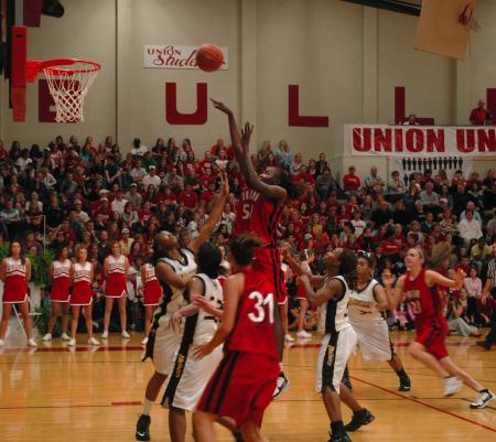 Junior Josephine Owino takes a shot during the Homecoming win over Harris-Stowe State College (Mo.). 