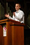 Dr. David Platt, pastor the Church at Brook Hills in Birmingham, Alabama, preaches his fourth and final message for this years Faith & Practice chapel series.
 - Photo by Matt Elia