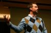 Aaron Harvie, from Riverside Community Church in Horsham, Penn., talks to students in chapel. - Photo by Stephanie Schroeder