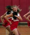 Brooke Pearson, junior Learning Foundations major, dances for halftime with the Union cheerleaders. - Photo by Kristi McMurry