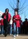 Community members joined with Union students in walking from Mt. Zion Baptist Church to Jackson's court house to remember their friends and family that have been affected by AIDS.  At the court house they stopped and had a moment of silence for their loved ones.   - Photo by Kristi McMurry
