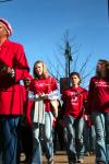 Community members joined with Union students in walking from Mt. Zion Baptist Church to Jackson's court house to remember their friends and family that have been affected by AIDS.  At the court house they stopped and had a moment of silence for their loved ones.   - Photo by Kristi McMurry