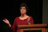 Sharron Pumpelly, former missionary to Kenya and Uganda, spoke for Union's Aids Awareness chapel about the True Love Waits program she and her husband, Larry, were involved with. - Photo by Kristi McMurry