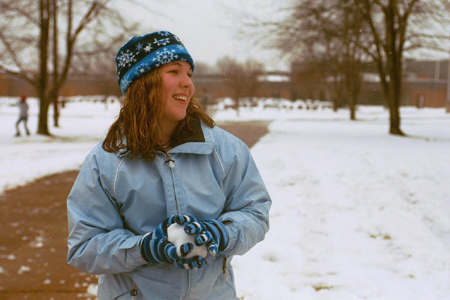 Freshman Heather Phillips enjoys the snow.
