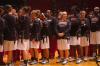 The Lady Bulldogs stand on the court to help form the letters NAIA for this year's tournament.  - Photo by Neisha Fuson