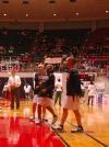 Junior Jessica Graves, center, laughs during practice before the first game of this year's NAIA.  - Photo by Neisha Fuson