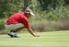 Gary Glapa lines up his put during play in the Union Invitational at Falcon Ridge. - Photo by Steven Aldridge