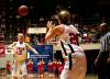 Crystal Eason passes the ball to Kayla Hudson early in the second round game against The Master's for the NAIA tournament.  The Lady Bulldogs would go on to win. - Photo by Kristi McMurry