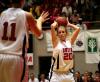 Kayla Hudson prepares to throw the ball to her teammate, Kaitlin Dudley, during the second round of the NAIA tournament. - Photo by Kristi McMurry