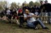Members of ATO struggle to win the tug-of-war competition at the Greek Olympics while their brothers cheer them. - Photo by Kyle Kurlick