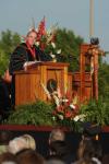 Dr. David S. Dockery addressed friends of Union at the Commencement Services 2008.  &ldquo;It appeared highly unlikely that we would be here tonight, or that we would find a way to finish the spring semester,&rdquo; Dockery said in his introductory remarks, referencing the Feb. 5 tornado that decimated the Union campus and caused a two-week interruption in the semester. &ldquo;By God’s grace, here we are.&rdquo; - Photo by Morris Abernathy