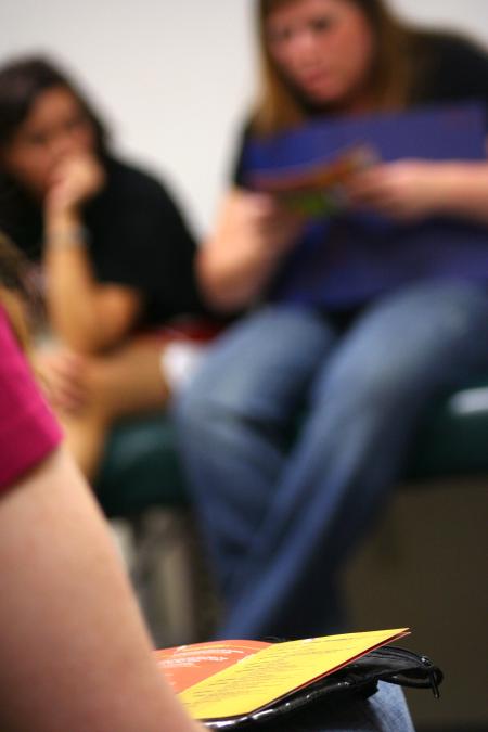 New students meet with their Focus group leaders to go over the schedule for Focus week.  