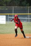 Brittany Burkett moves off of second base as the pitch has been delivered to the plate. - Photo by Steven Aldridge