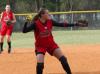 Brittany Burkett tosses the ball to first base after make a play at her position of third base. - Photo by Steven Aldridge
