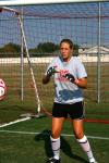 Laura Pla practices in the goal before a big rivalry game against Freed-Hardeman University. - Photo by Kristi McMurry