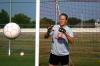 Laura Pla practices in the goal before a big rivalry game against Freed-Hardeman University. - Photo by Kristi McMurry
