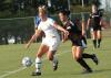 Caitlin Zimmerman works against a Freed-Hardeman defender as she controls the ball in Union's 1-0 win. - Photo by Tommy Sadler