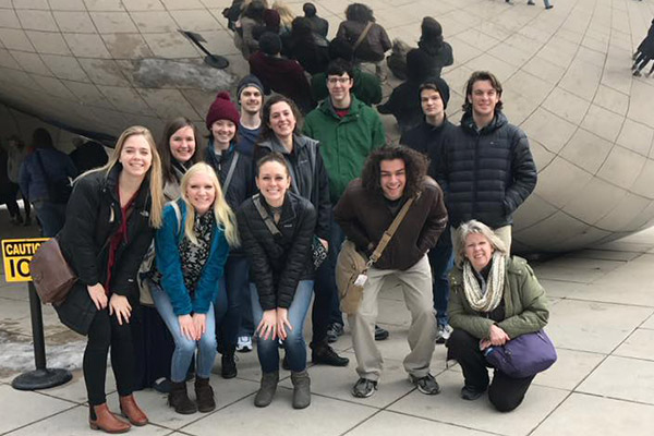 students in front of the Bean in Chicago