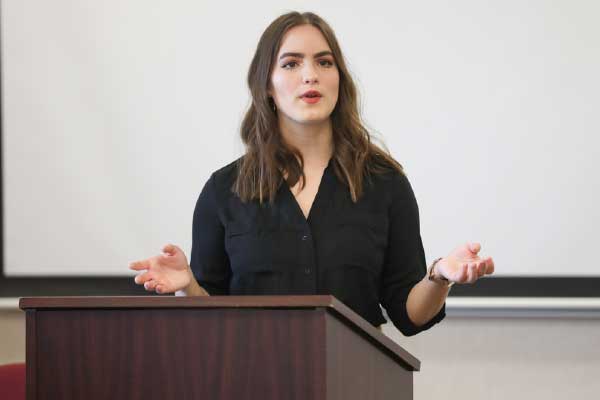 Student making presentation