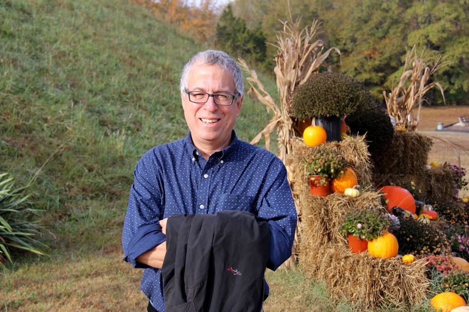 Dr. Robert Citino stands outside the museum at Pinson Mounds State Archaeological Park. He toured the park with Dr. Stephen Carls on the morning of October 29, 2015.