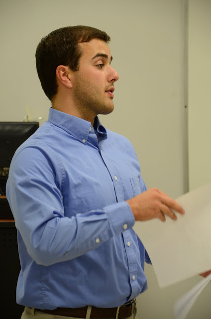Delta-Psi Vice President Allen Bradley leads the induction ceremony at the Phi Alpha Theta fall semester plenary meeting on September 14, 2015. Photo by Elizabeth Wilson