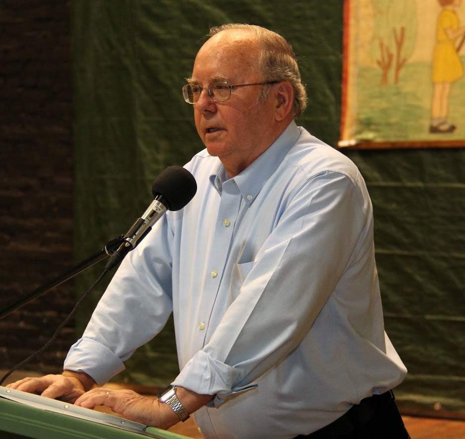 Joel Jackson, president of the Bemis Historical Association, welcomes guests to the Bemis Auditorium/Theater on November 5 to start another segment of the 2016 Great War Symposium.