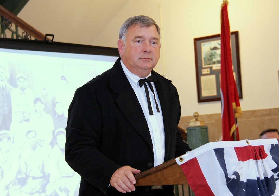 Mark Maddox plays the role of Joe L. Holbrook, Editor of the Dresden Enterprise newspaper, during a living history skit on November 6, 2016, about Second Lieutenant Herbert Jones of Dresden who was killed in action in France in July, 1918.