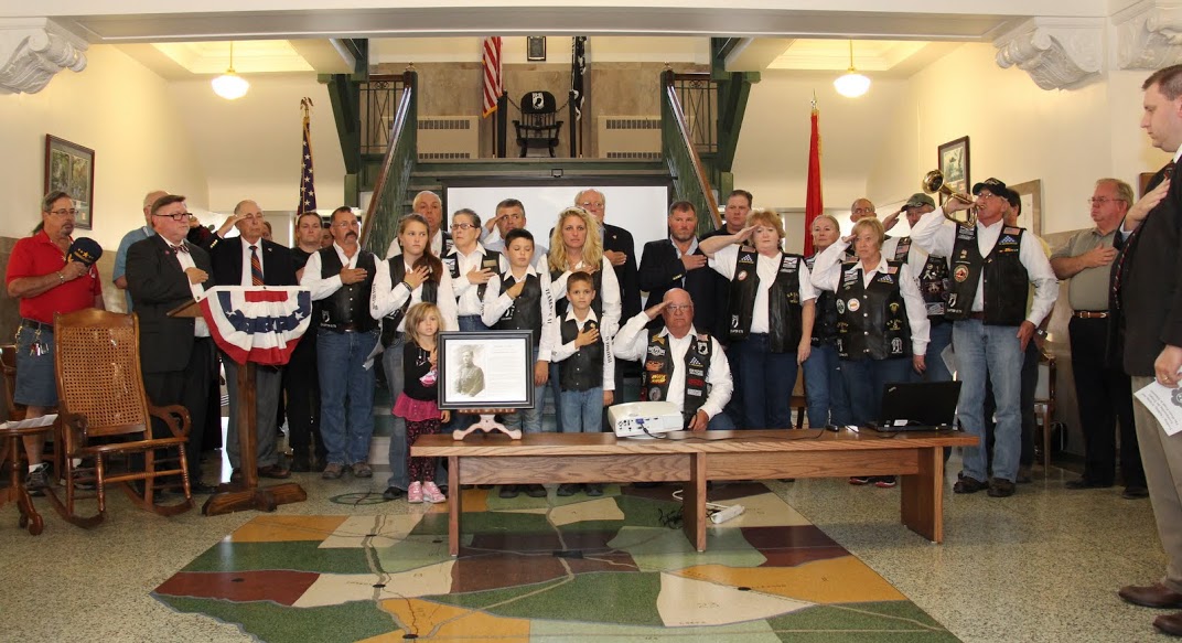 The playing of taps at the Living History Performance was a part of the conclusion of the Great War program in Dresden, Tennessee, on November 6, 2016.
