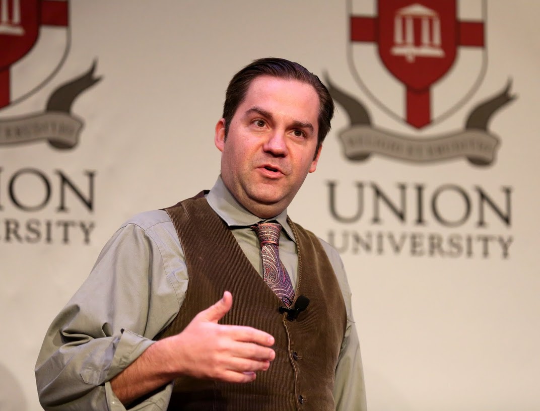 Dr. Sean McMeekin talks on the topic of Hostile Takeover: The Bolsheviks Conquer Russia, 1917-1920 as the Carls-Schwerdfeger History Lecturer on October 3, 2016. Photo by Kristi Woody