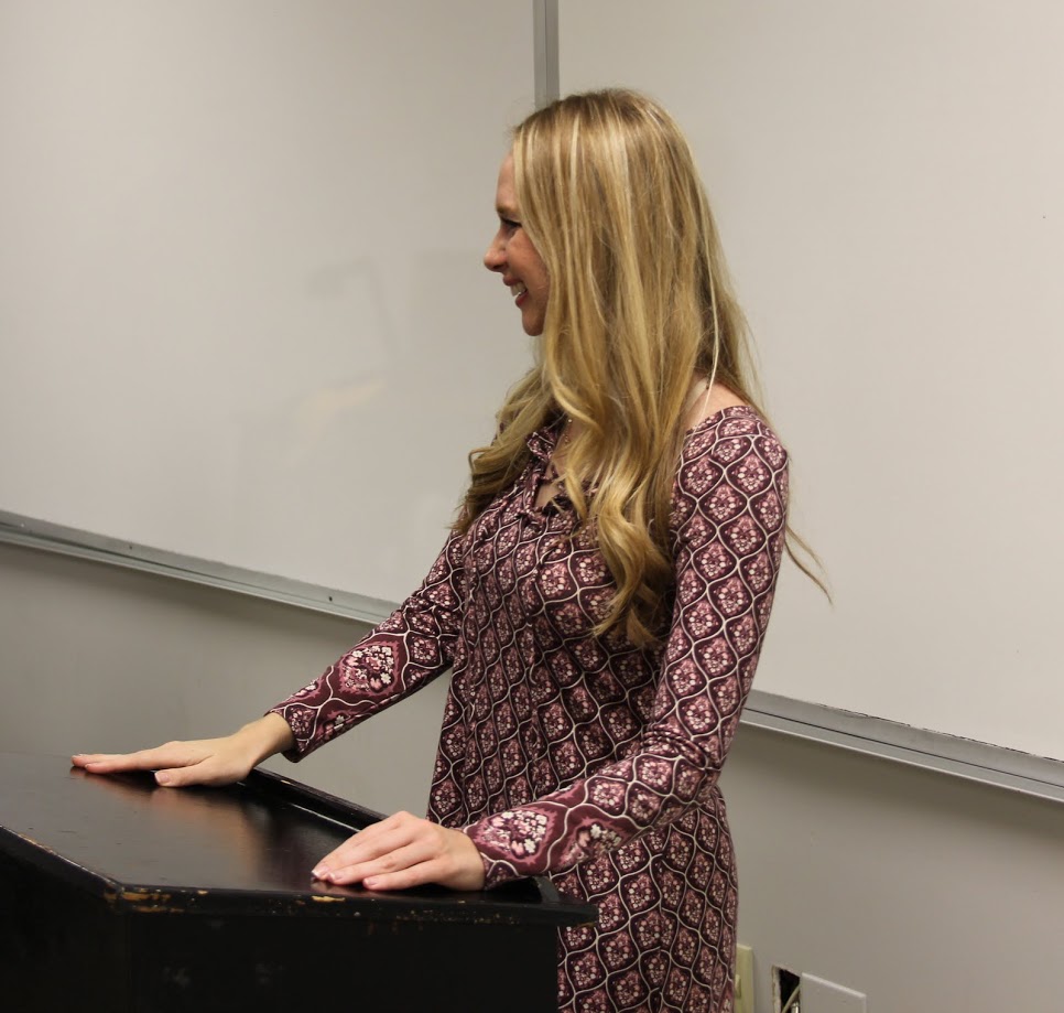 Rutledge Honorary History Club President Ali Renckens presides over the club's fall plenary meeting on October 23, 2017.